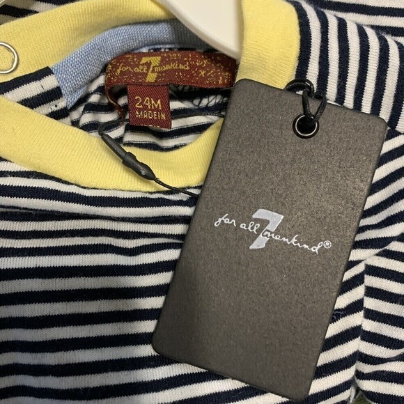 7 For All Mankind Baby Multicolor Stripe Cotton Tee Size 24M - Picture 3 of 4